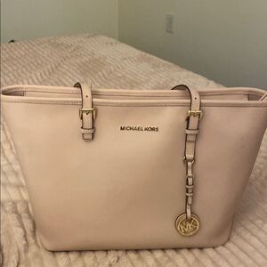 Michael Kors soft Pink Saffiano Leather Tote with Gold Hardware